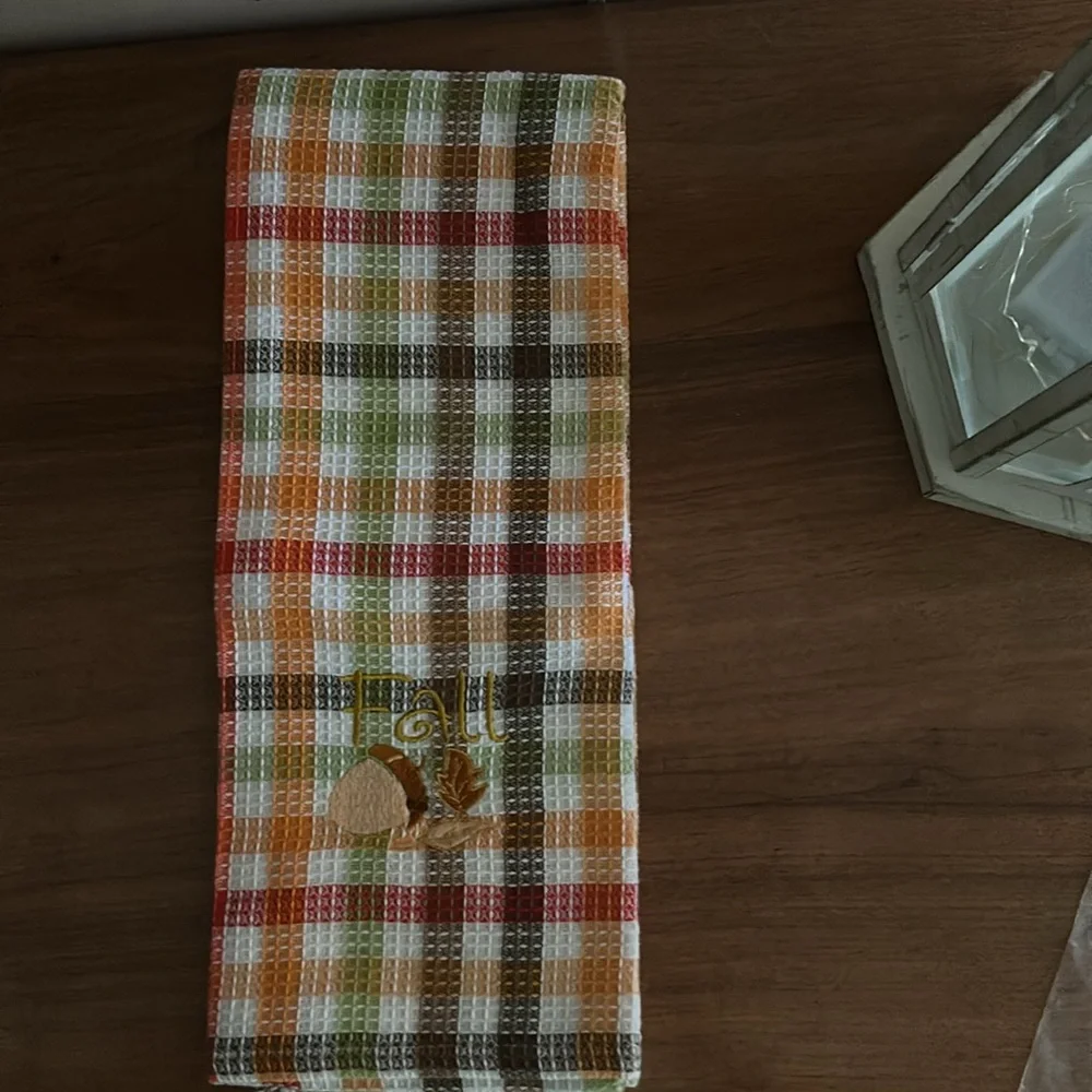 Fall waffle kitchen towel